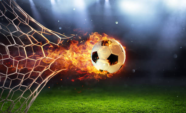 Soccer Ball In Flames In The Net Soccer Ball In Flames In The Net